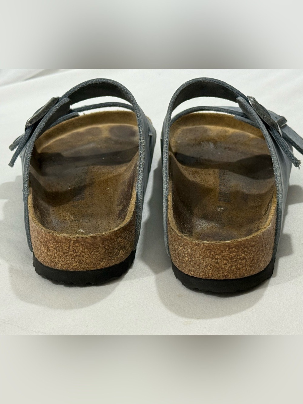 Birkenstock Arizona Suede Sandals Stone Blue Narrow EU 39 US 8 8.5 Double Strap - Picture 5 of 11